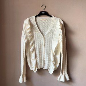 Topfeeling cream frill long sleeve buttons 🍁 size M